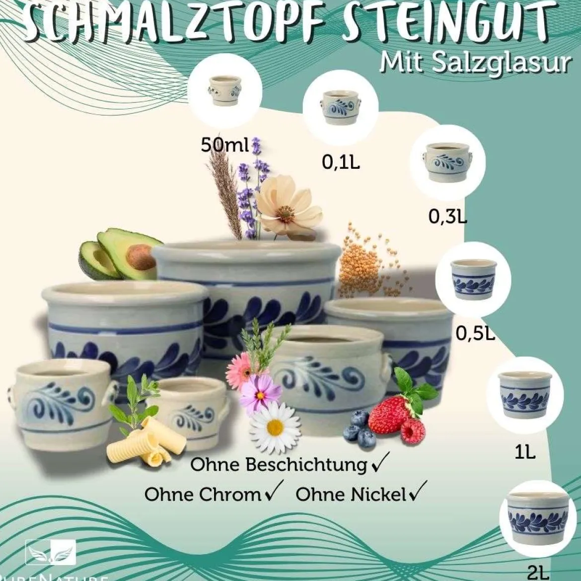 Schmalztopf Steingut mit Salzglasur in verschiedenen Größen kaufen