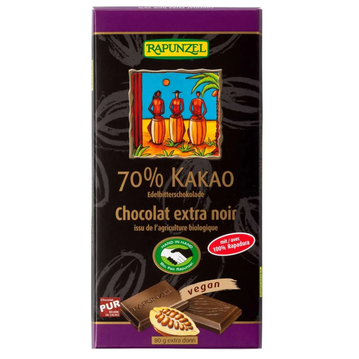 Schokolade Edelbitter Rapunzel: glutenfreier Genuss mit 70% Kakao