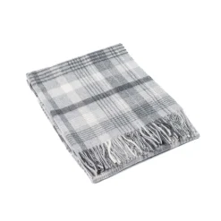 Schurwolle Plaid Fransen-Naturhaardecke – karierte Wolldecke