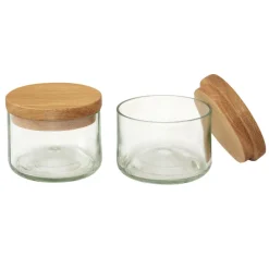 Side by Side - Glasdose mit Holzdeckel für Salz & Gewürze - 2er Set