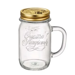 Trinkglas mit Deckel & Henkel: Vintage Gläser 0,4 l
