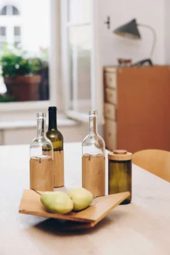 WeinLicht grün - Windlicht aus Glas & Holz von Side by Side