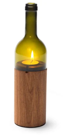 WeinLicht grün - Windlicht aus Glas & Holz von Side by Side