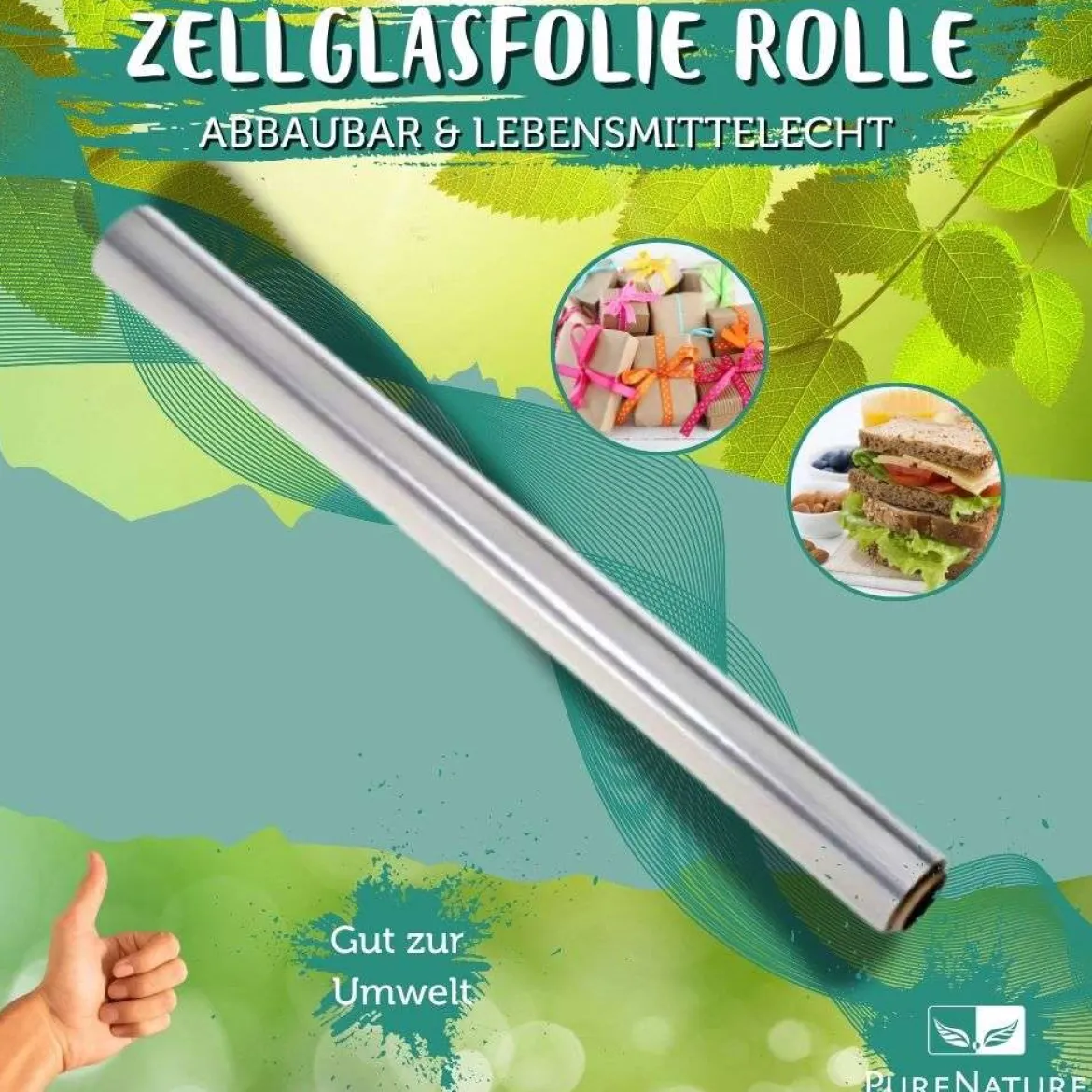 Zellglasfolie 50m Rolle - Cellophan Folie lebensmittelecht